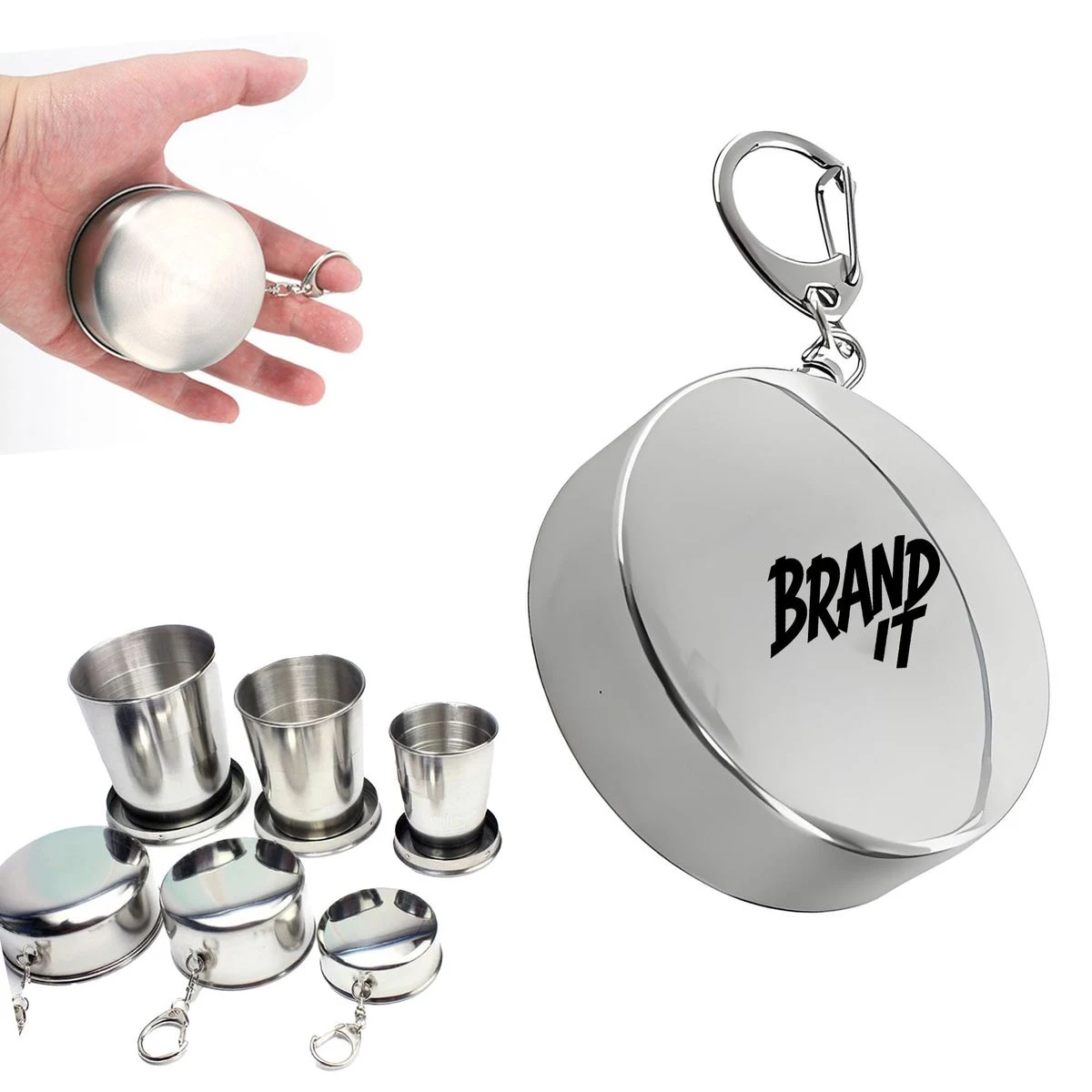 Stainless Telescopic Folding Camping Cup w/Keychain 1