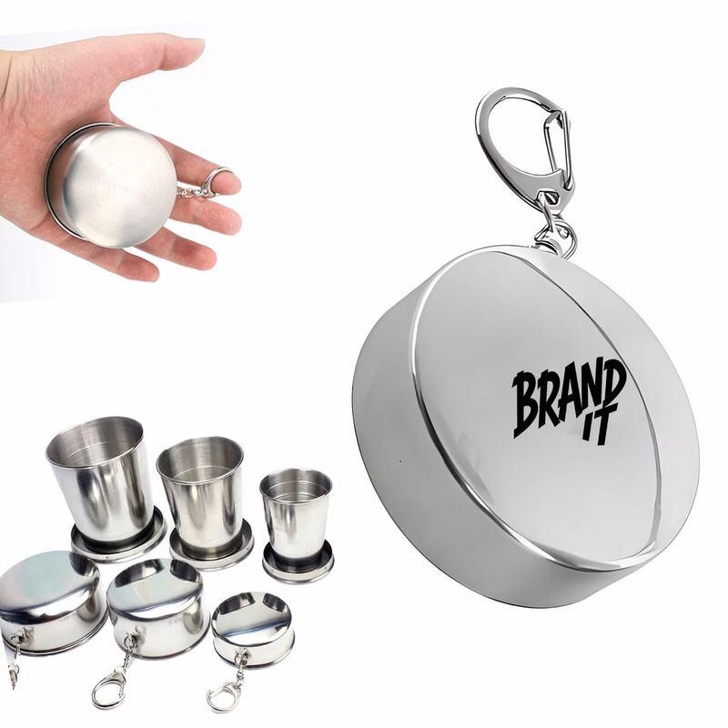 Stainless Telescopic Folding Camping Cup w/Keychain