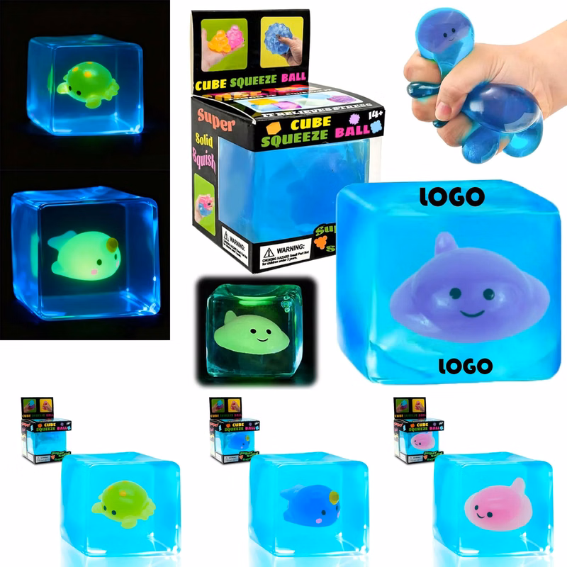 Glow In Dark Animal Cube Squeeze Toy
