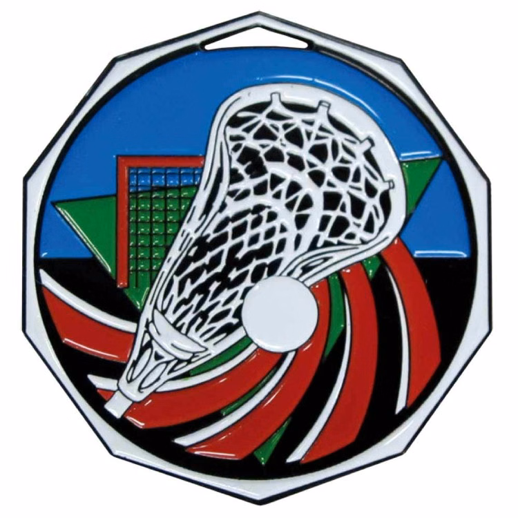 Lacrosse Decagon Colored Medallion (2")