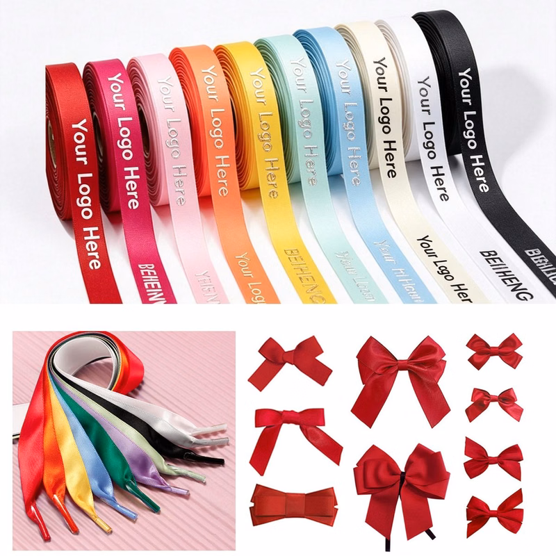 Custom Eco Friendly rPET Ribbon with Foil Stamped Logo