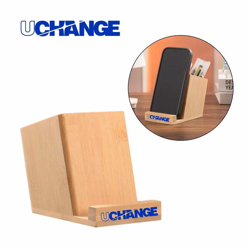 Bamboo Desk Organizer With Phone Stand And Pen Holder