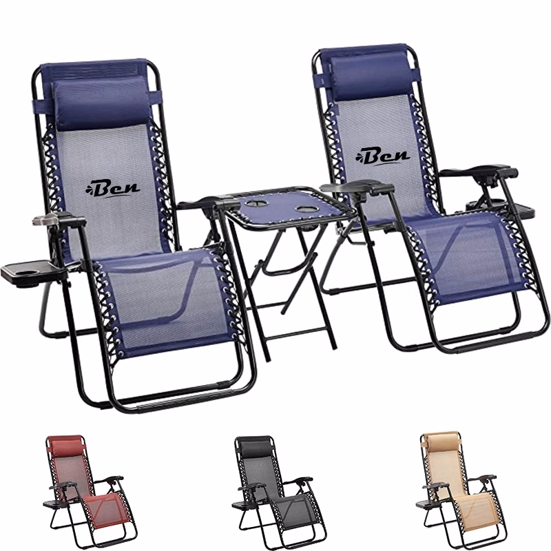 Adjustable Folding Lounge Chair With Table And Pillow