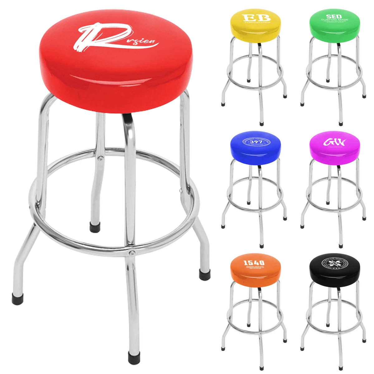 25" H Shop Stool with Leather Padded Frame 1