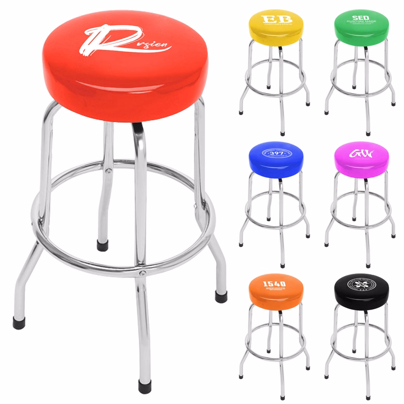 25" H Shop Stool with Leather Padded Frame