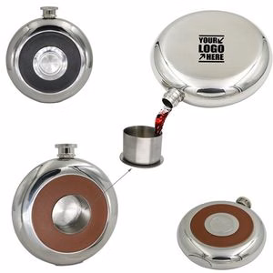 5oz Round Stainless Steel Flask With Collapsible Short Cup