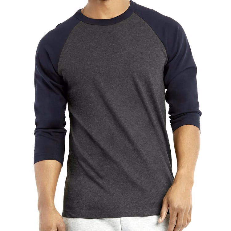 Men's 3/4 Sleeve Baseball T-Shirt - 2XL Navy/Charcoal