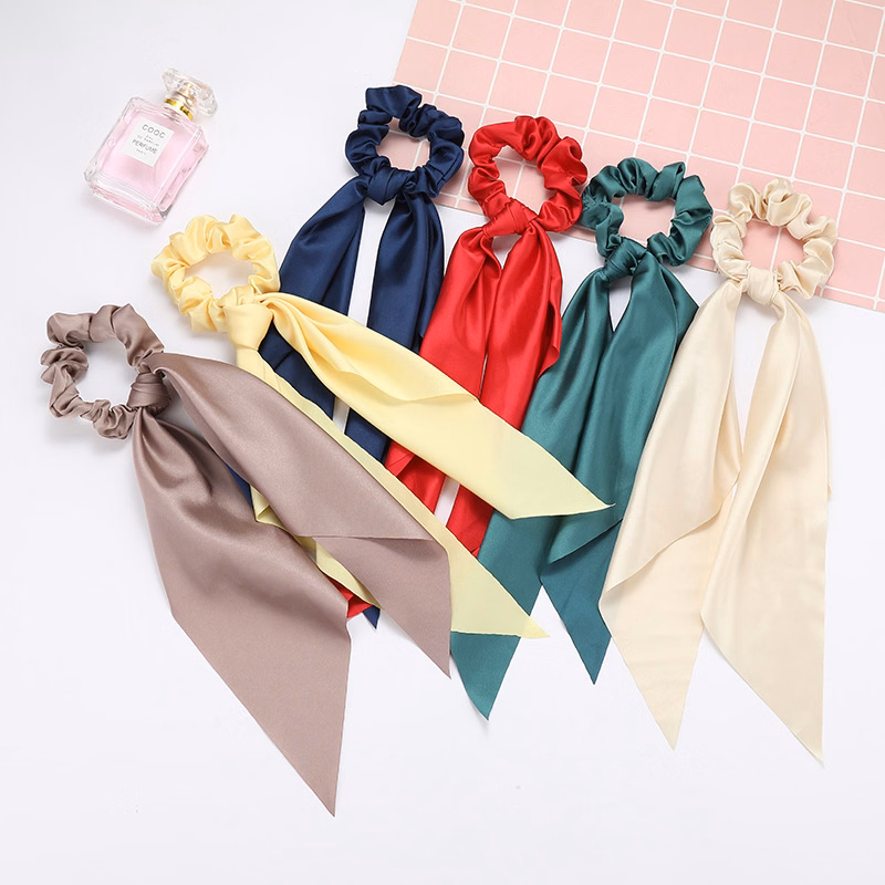 Fashion Bow Satin Long Ribbon Ponytail Scarf Hair Tie Scrunc
