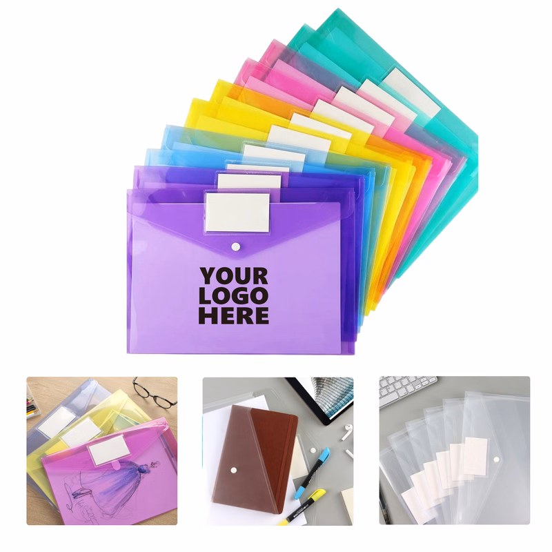MOQ50 Snap Button File Bags Colorful Plastic Document Folders