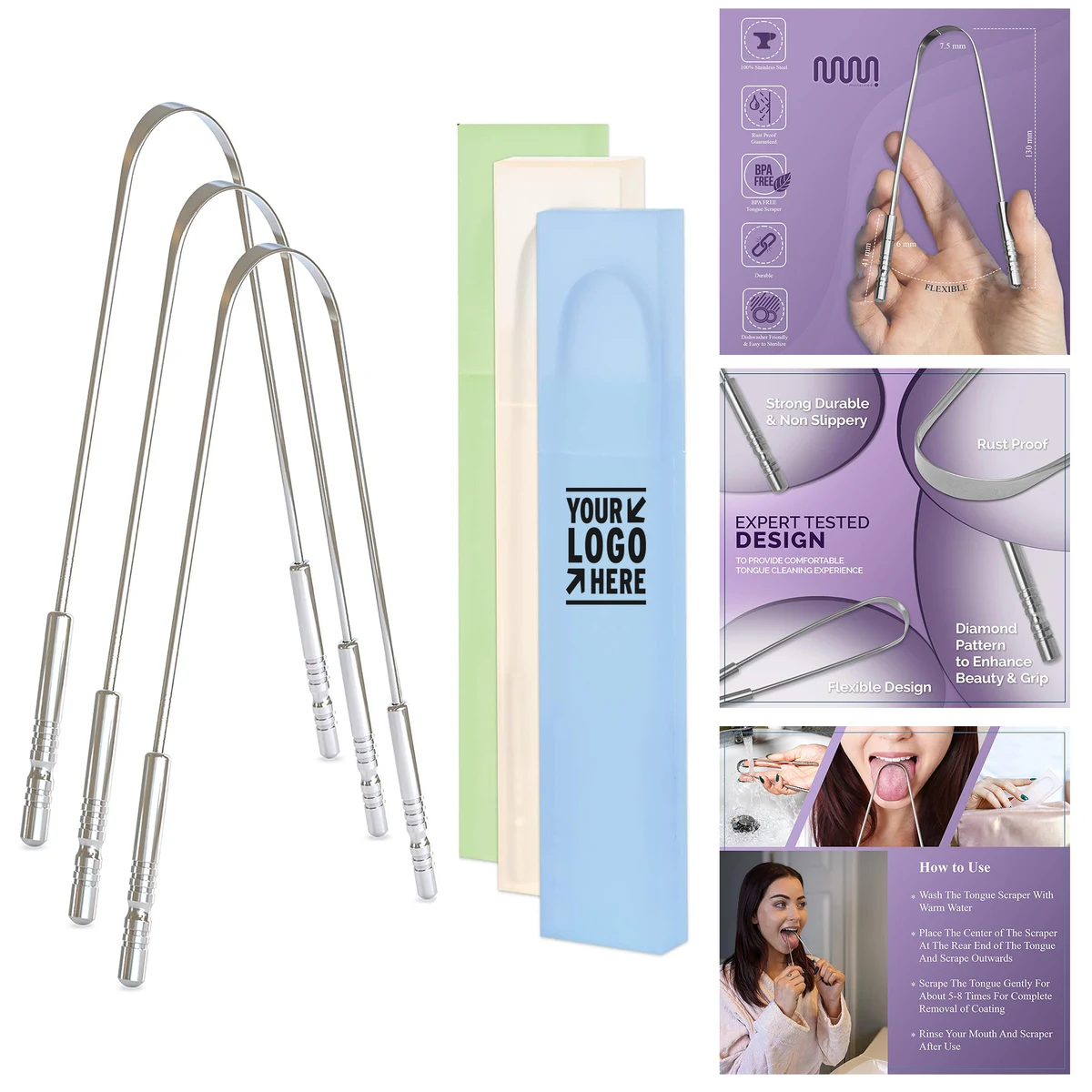 Adults Easy to Use Oral Care Tongue Scraper with Travel Case 1
