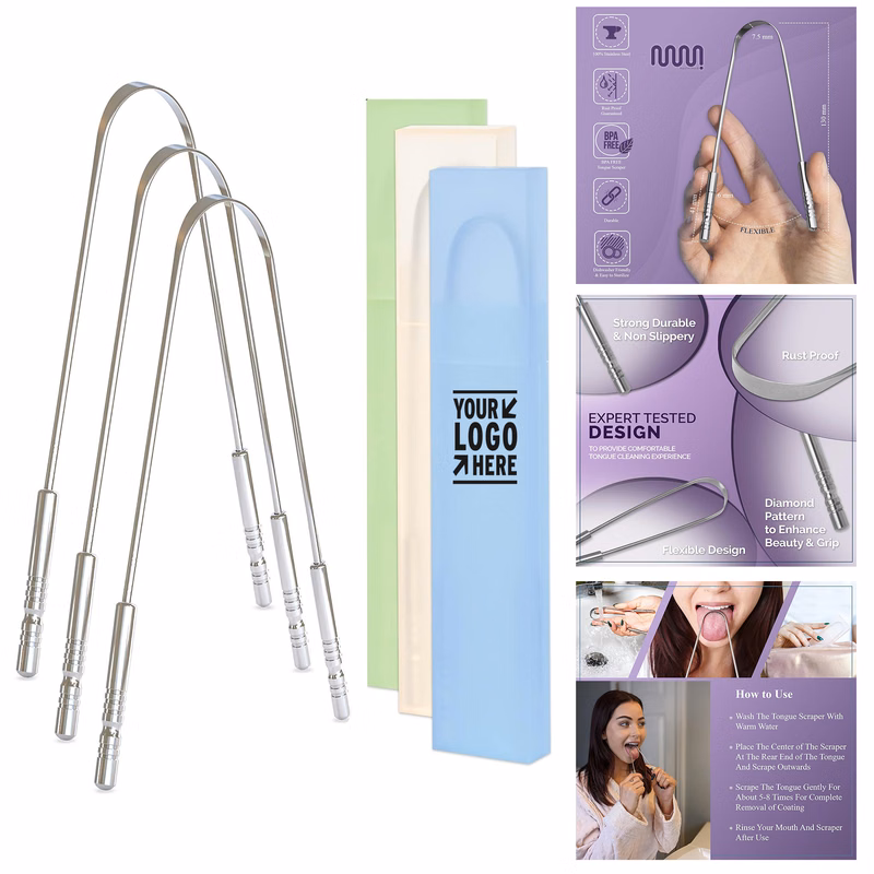 Adults Easy to Use Oral Care Tongue Scraper with Travel Case  
