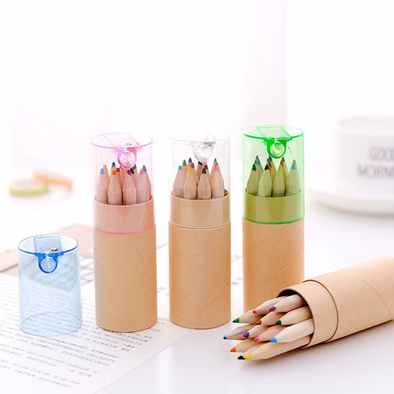 12 Piece Colored Pencils Tube With Pencil Sharpener