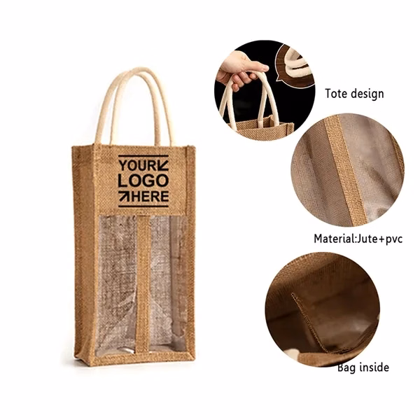 Custom 2 Bottle Burlap Tote bag