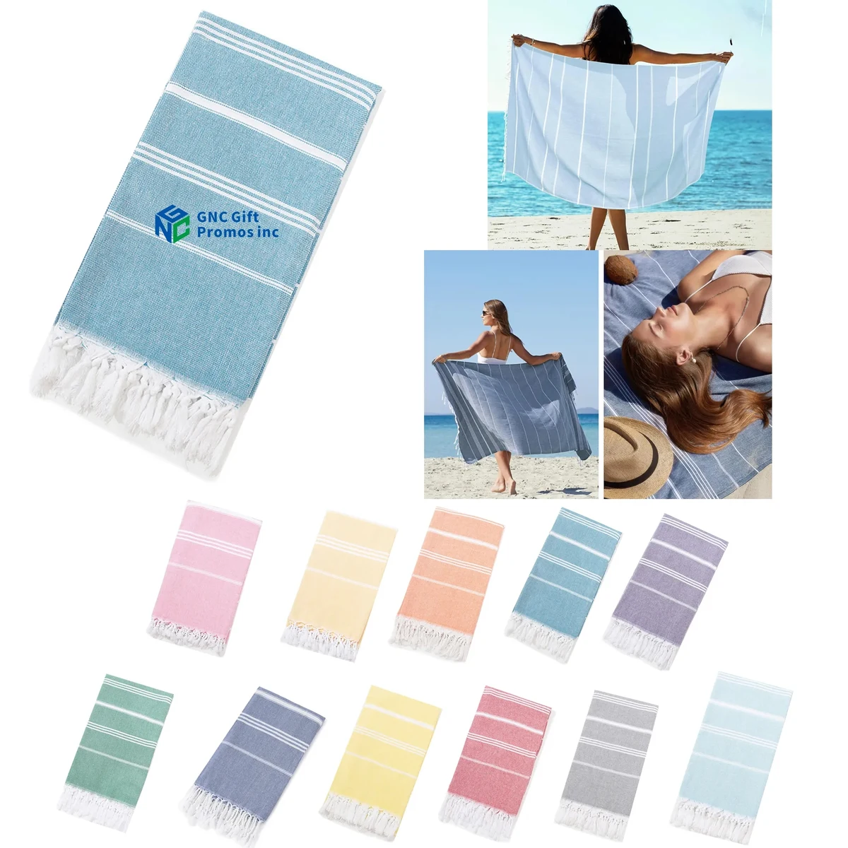 Fringed Turkish Beach Towel 72 x 40 1