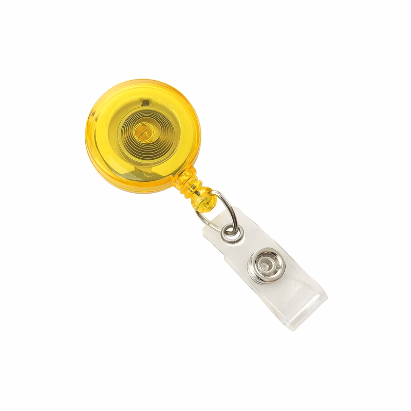 Custom Round Translucent Plastic Badge Reel (Yellow)
