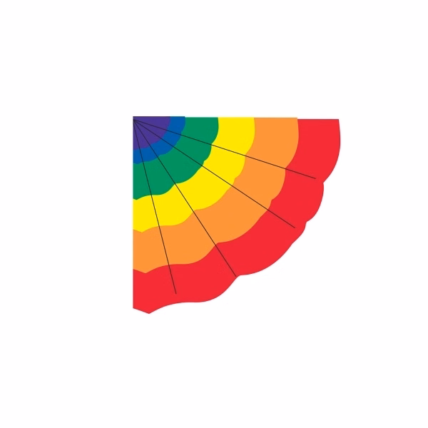 Rainbow Pleated Half Fan