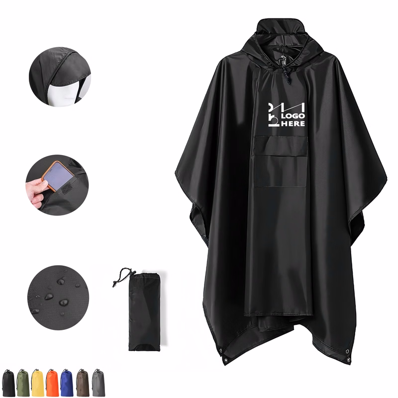 3 in 1 Hooded Rain Poncho with Pocket