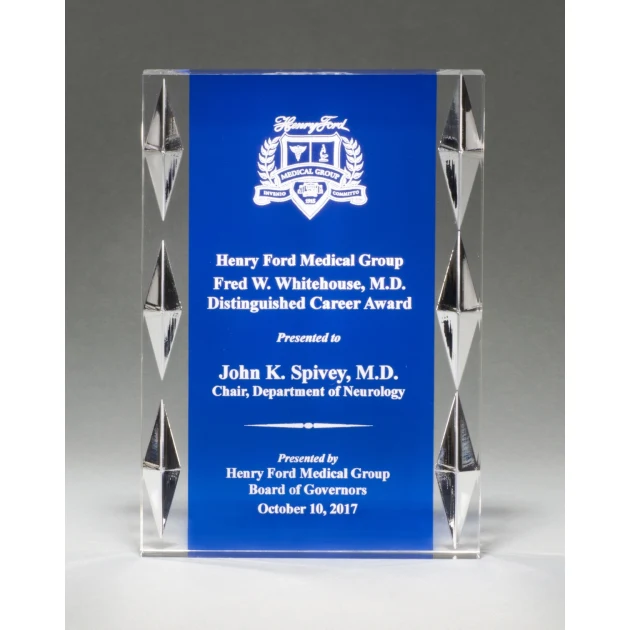 Acrylic Award With Blue Background And Jewel Accents 1