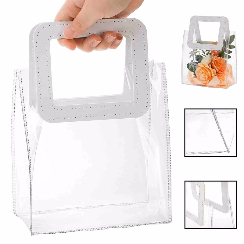 PVC Clear Gift Wrap Tote Bag With Handle