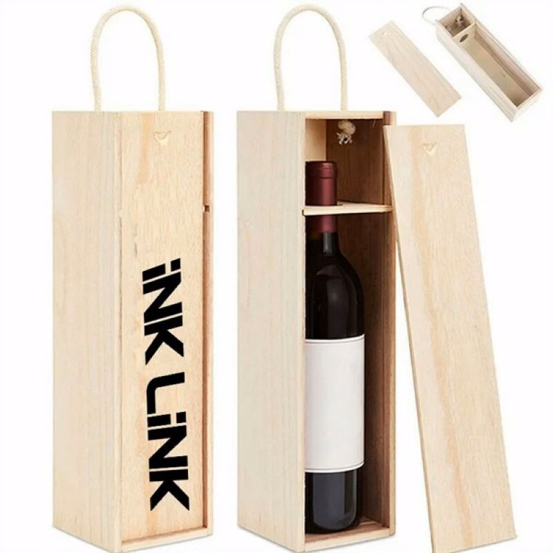 Single Wine Bottle Wooden Box With Handle