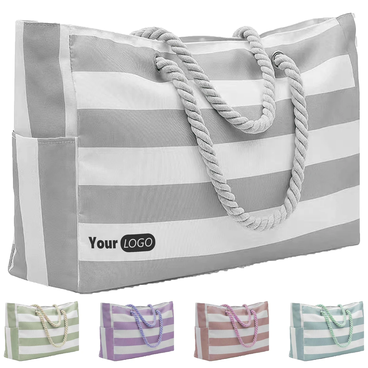 Polyester Stylish Canvas Beach Tote, custom tote bag with logo imprint 1