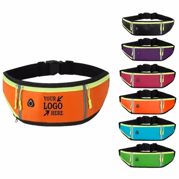 Custom 4.2" Polyester Waist Pack with Reflective Detail — Hands-Free Sports