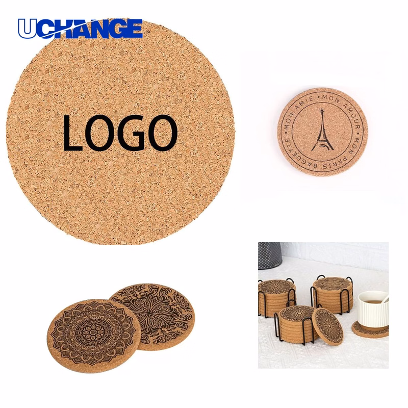 Round Absorbent Cork Coaster Mat Set