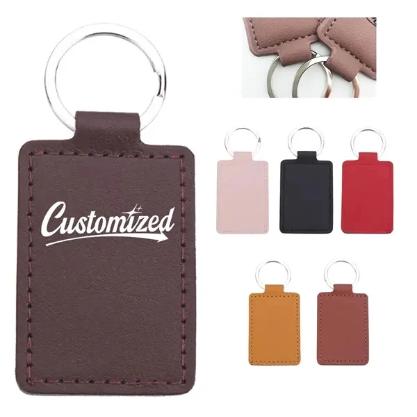 Custom PU Leather Keychain with Metal Split Ring — Professional Corporate Gift 1