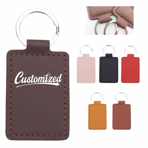Custom PU Leather Keychain with Metal Split Ring — Professional Corporate Gift