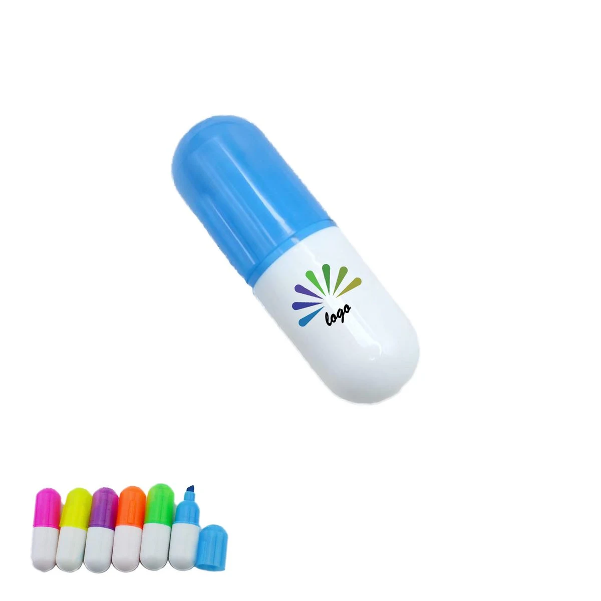 Mini Capsule Highlighter Pens Full Color Custom Logo 1