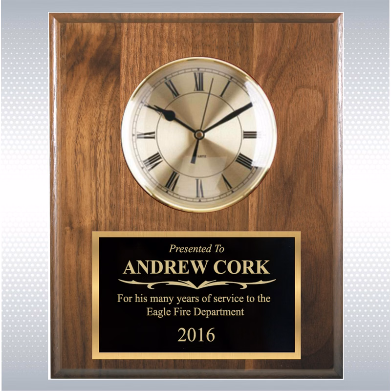 Walnut Finish Executive Clock Plaque