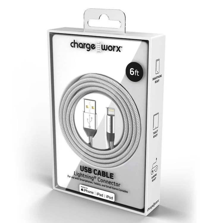 6' Lightning USB Cable - Argent 1