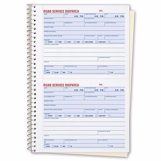 Road Service Dispatch Book