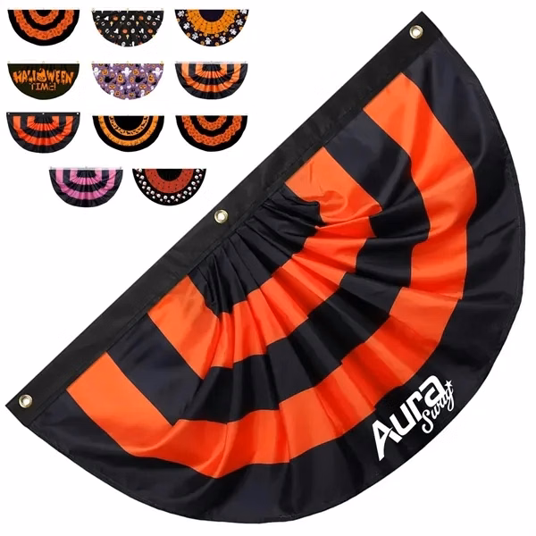 Custom 17.72" Halloween Half Circle Polyester Banner — Outdoor Event Decor