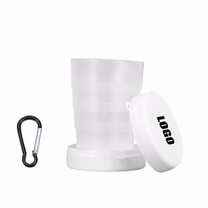 Plastic Collapsible Cup With Carabiner And Built In Pill Box