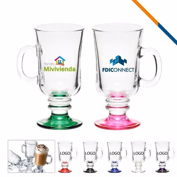 Custom 8.5 oz Glass Coffee Mugs with Protruding Base — Professional Office Drinkware