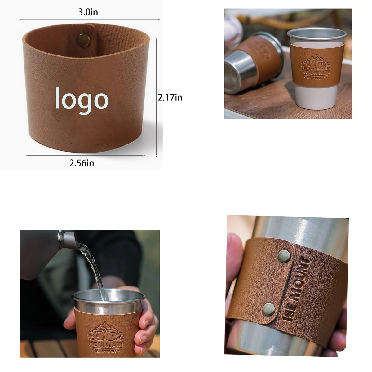 Leather Insulated Cup Sleeve, custom koozie with logo imprint 1