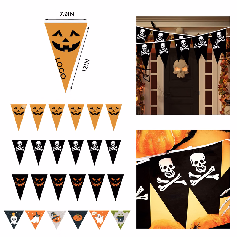 MOQ 50 PCS Festive Halloween Triangular Pennant String