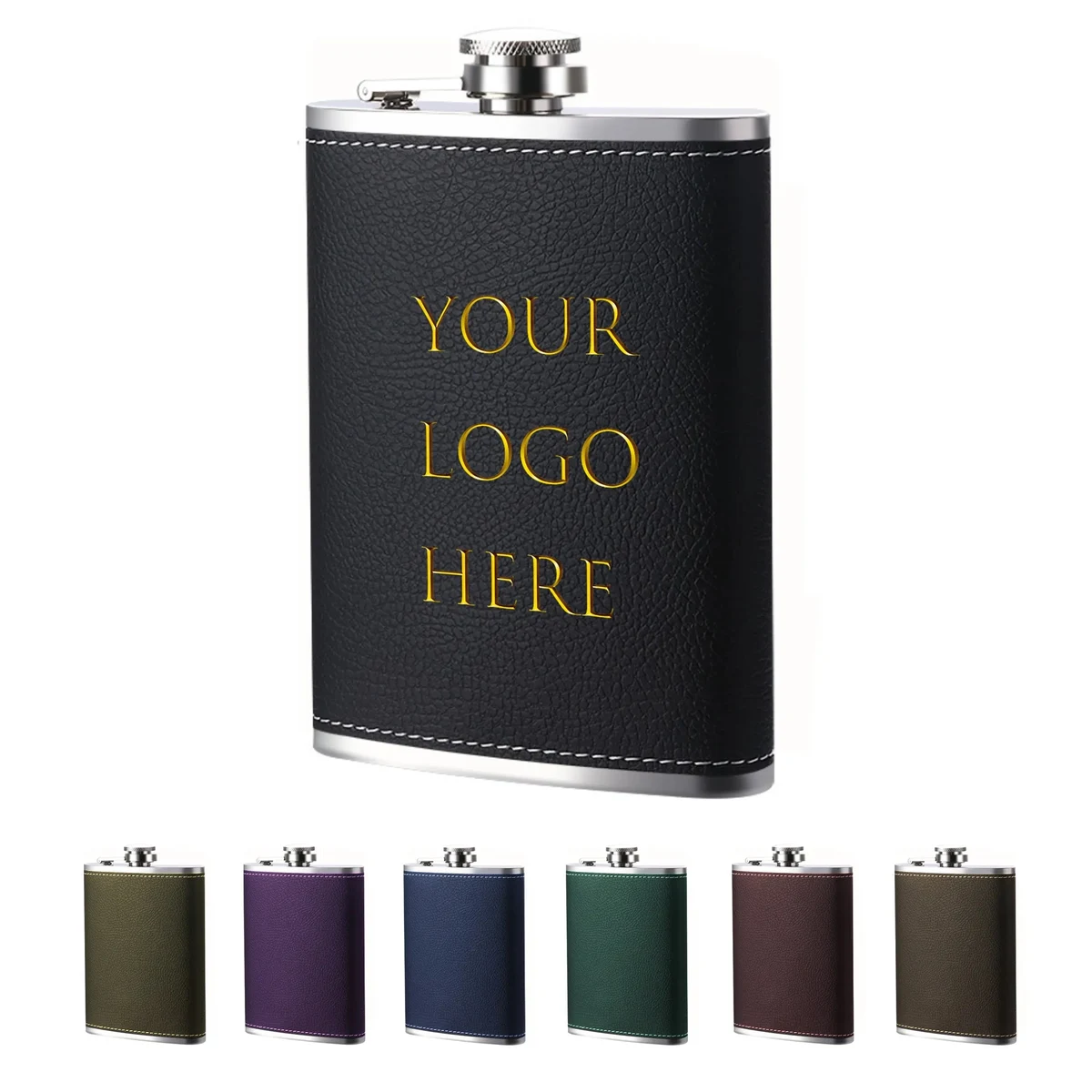 8Oz Portable Stainless Steel Hip Flask MOQ50pcs, custom water bottle with logo imprint 1