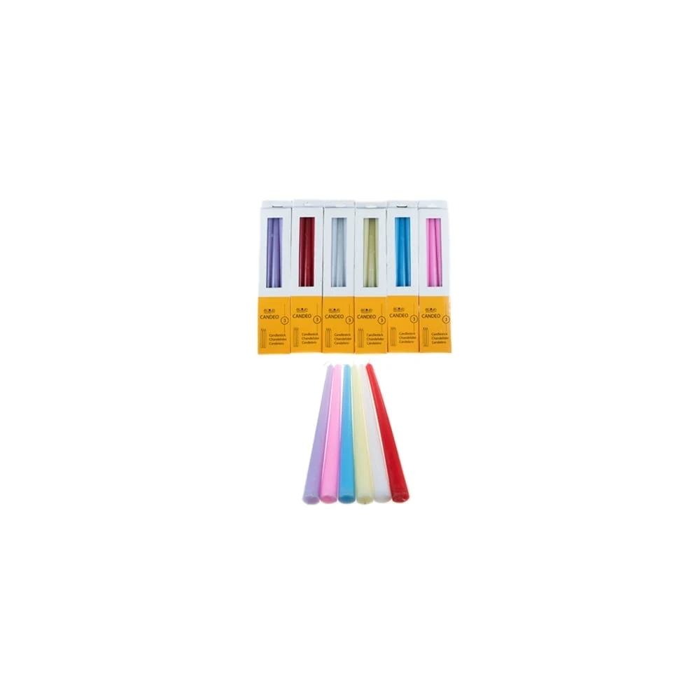 10" Taper Candles - Unscented 3 Pack Assorted Colors 1