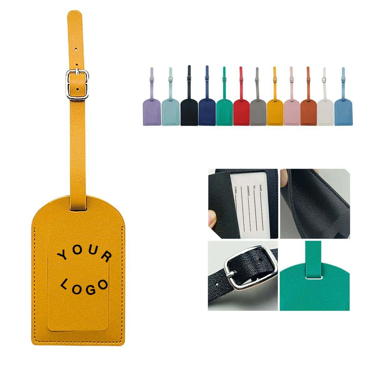 Classic PU Leather Luggage Label with Name Card 1
