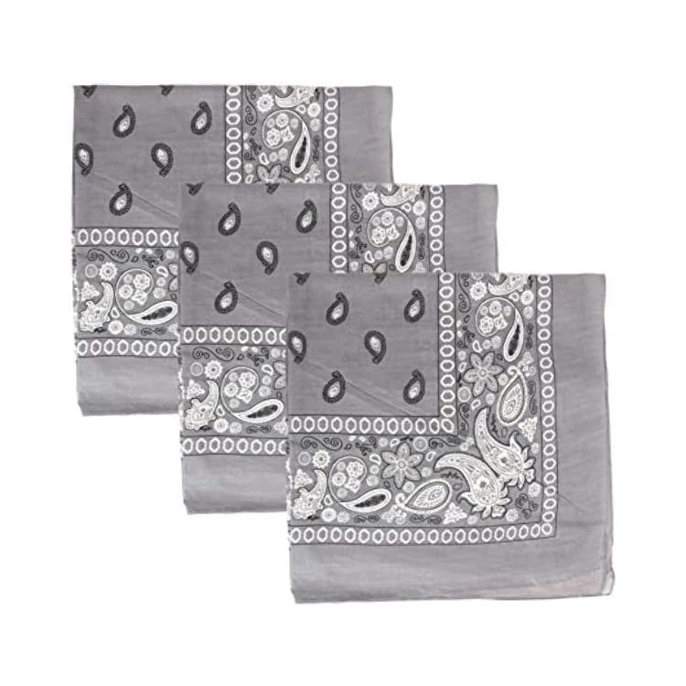 Cotton Bandanas - Paisley Gray 1