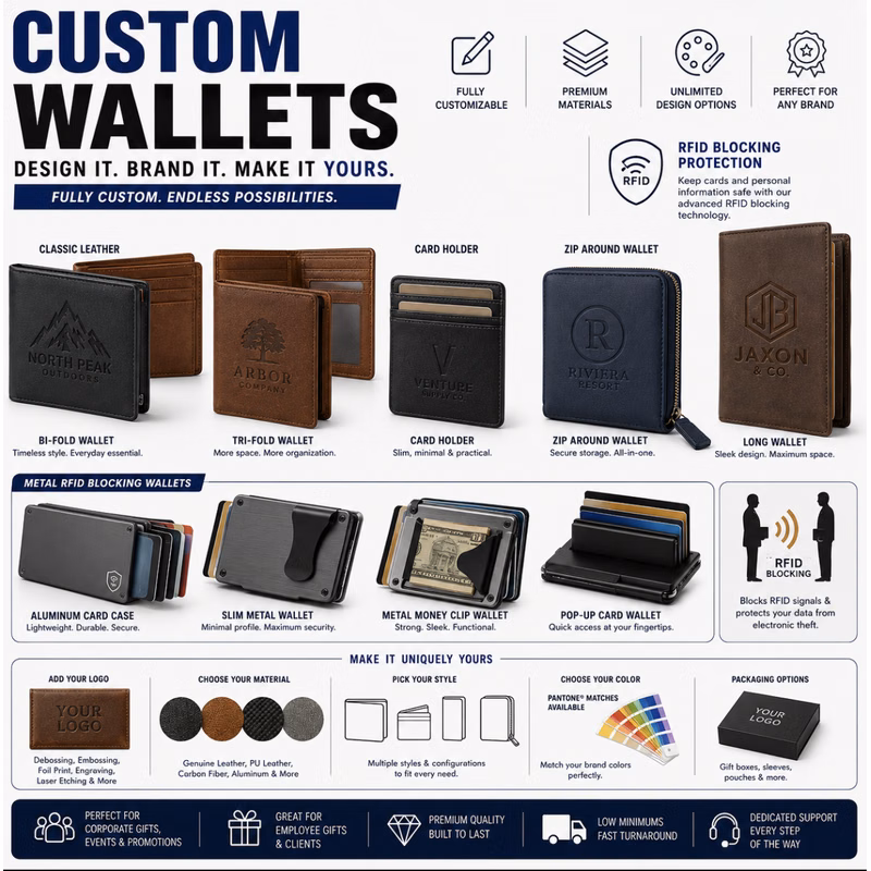 Custom Wallets - RFID Blocking Aluminum Wallet - Credit Card Holder
