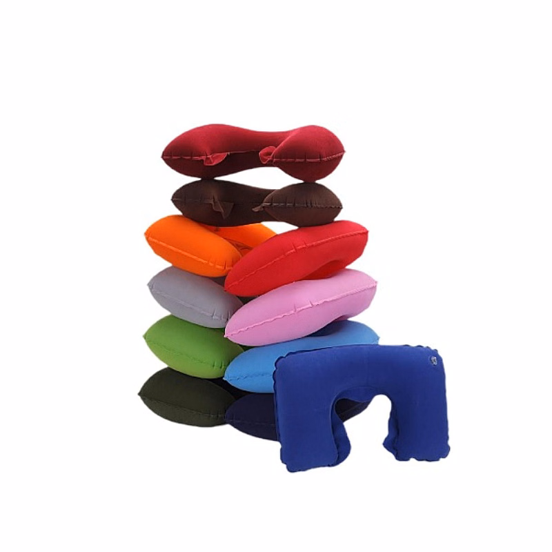 Short Plush Self-Inflatable Travel Neck Pillow