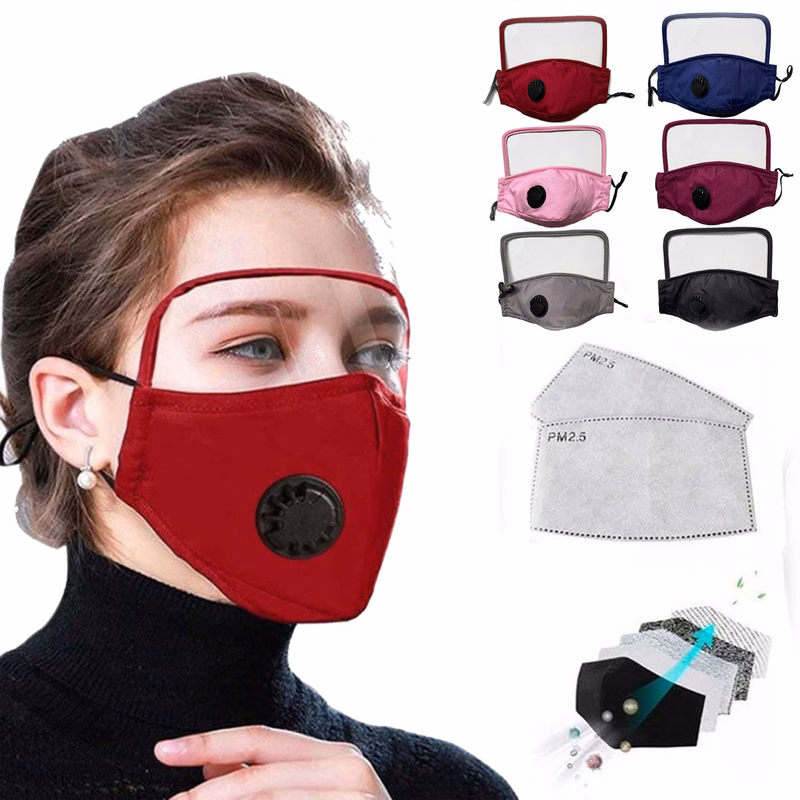 Cotton Face Mask With Valve & Eye Shield