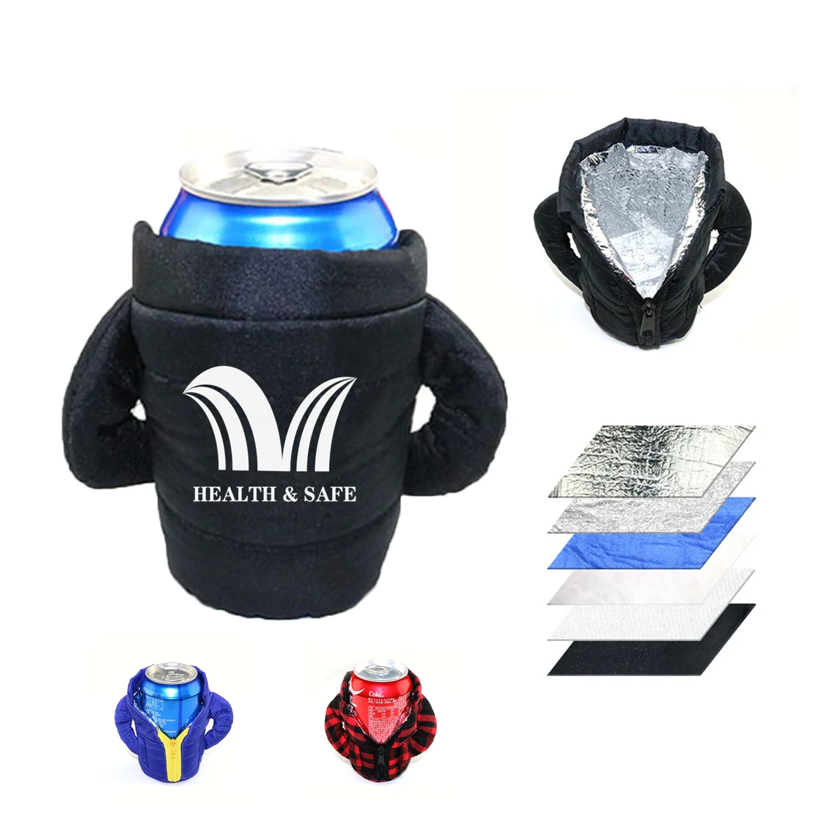 Beverage Can Coolers Beer Vest Jacket Cover, custom koozie with logo imprint 1