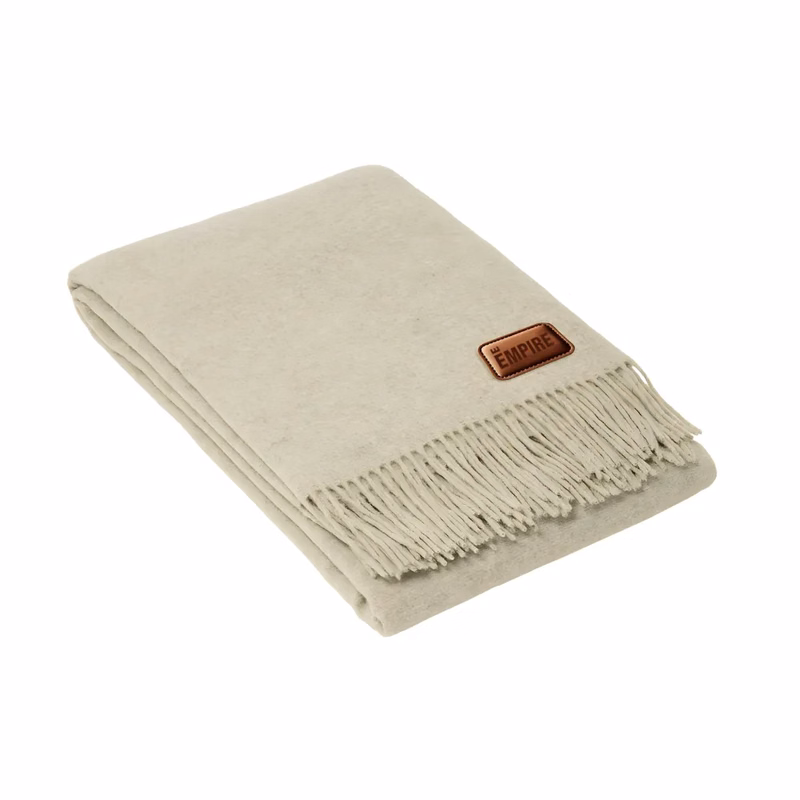 Wool Throw Blanket with Leather Tag