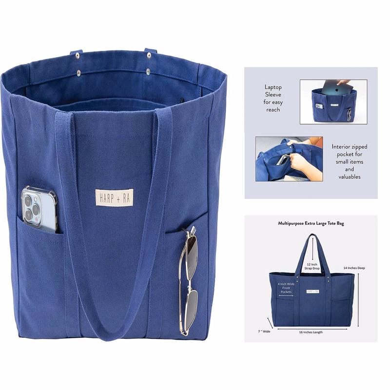 16 x 7 x 26 Inches Large Canvas Tote Bag