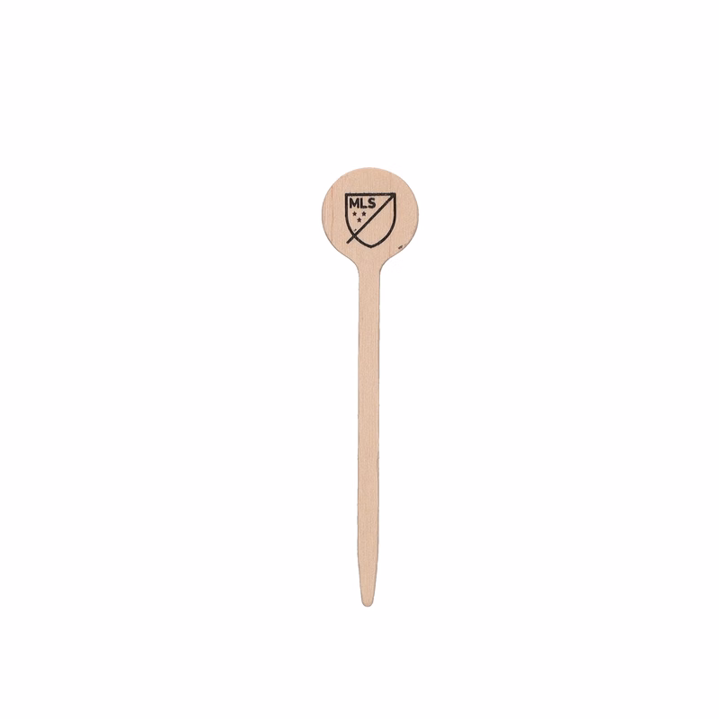 Wood Food Pick 4.000" Round Tradition Print