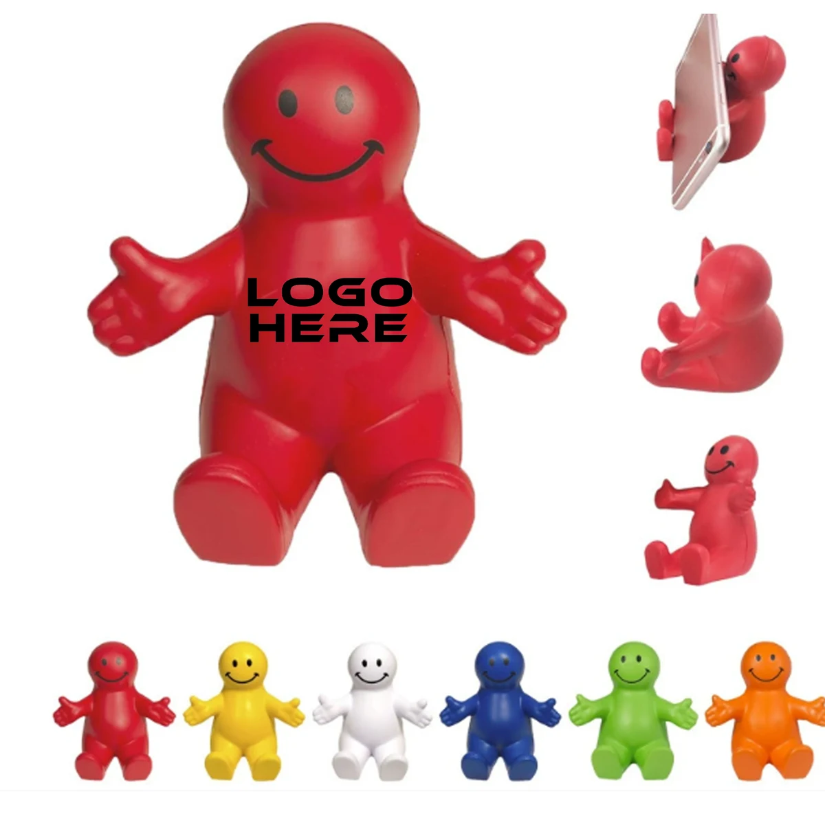 Human Shaped PU Stress Reliever Smiley Face Guy Phone Holder 1